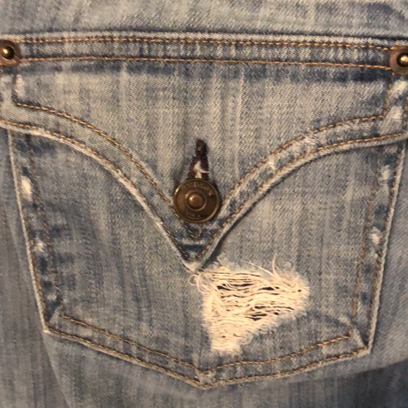 Hudson Low Rise Vintage Wash Distressed Flare Leg Boho Jeans - Picture 9 of 11